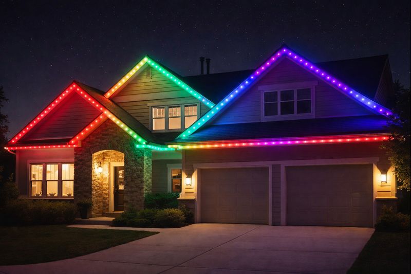 Beautiful home with permanent LED holiday lights